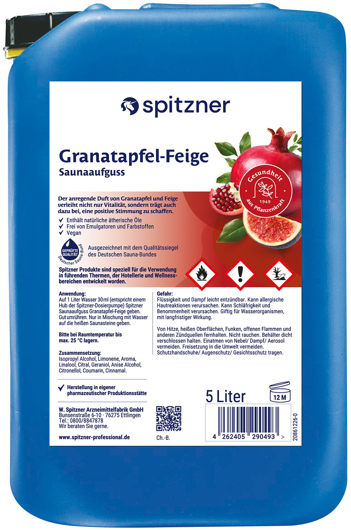 Spitzner Ingrédient de sauna Grenade-Figue - bidon de 5 litres