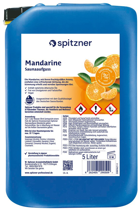 Spitzner Additif pour bain de vapeur Mandarine - bidon de 5 litres