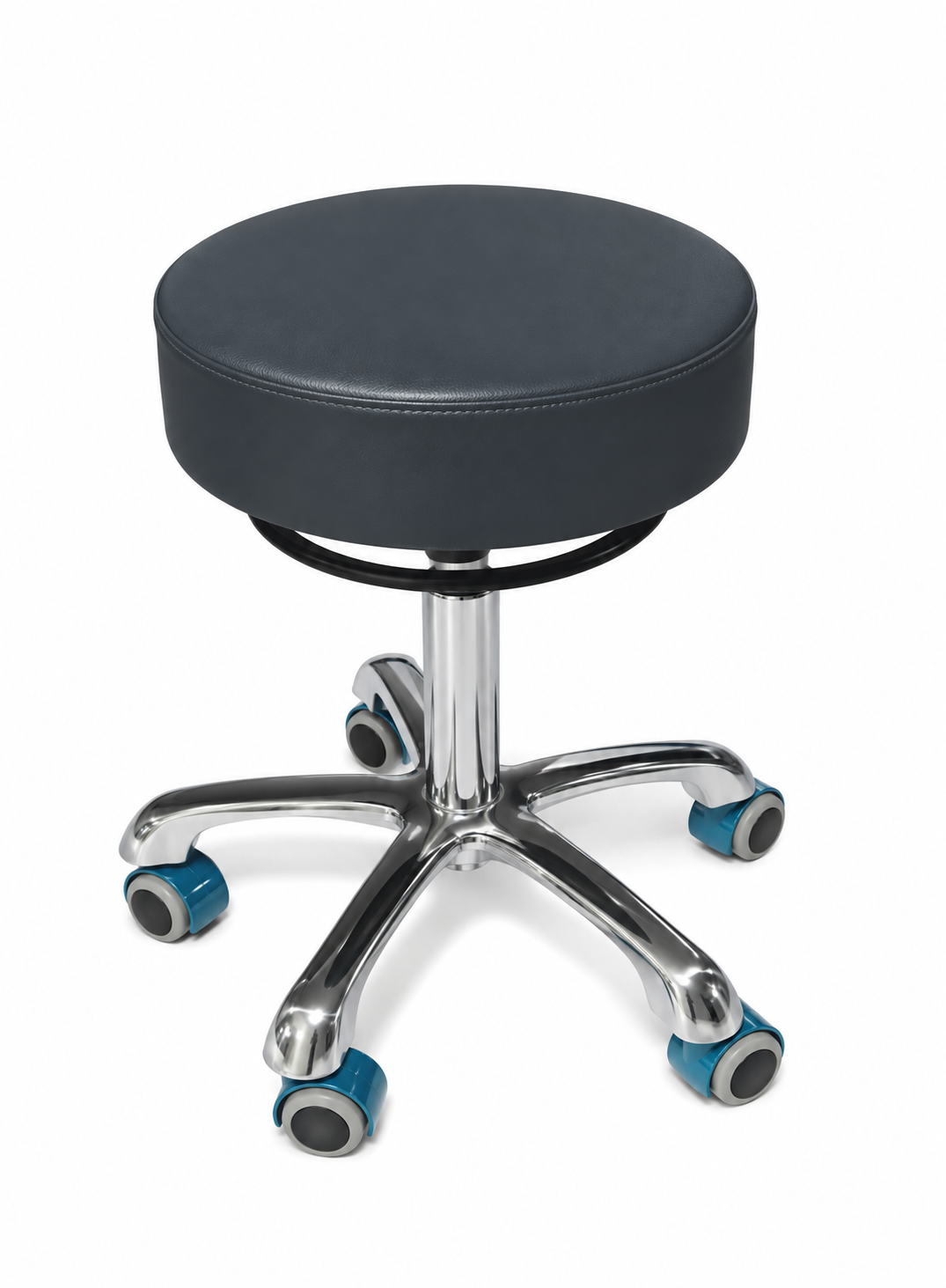 Tabouret pivotant Mini Deluxe avec pied chromé - bleu agate