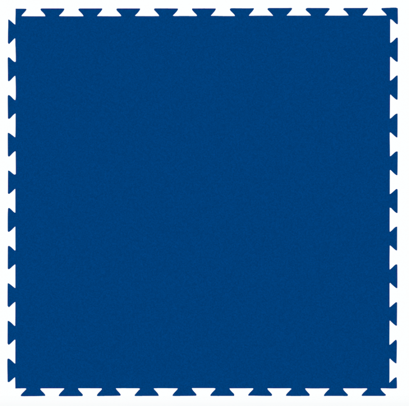 Dark blue, square floor protection mat with interlocking zigzag edges and a slightly textured surface. Sturdy, ideal for gyms, therapy rooms or children’s bedrooms; protects the floor and dampens noise.