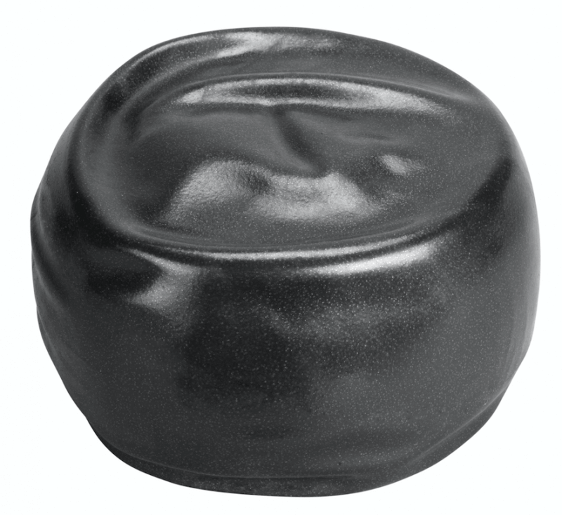 A dark grey, round Esfera weight bag with a slightly glossy, textured surface and irregular folds at the top. When filled, it is soft and adaptable, reminiscent of sandbags. Ideal for versatile strength and cardio training.