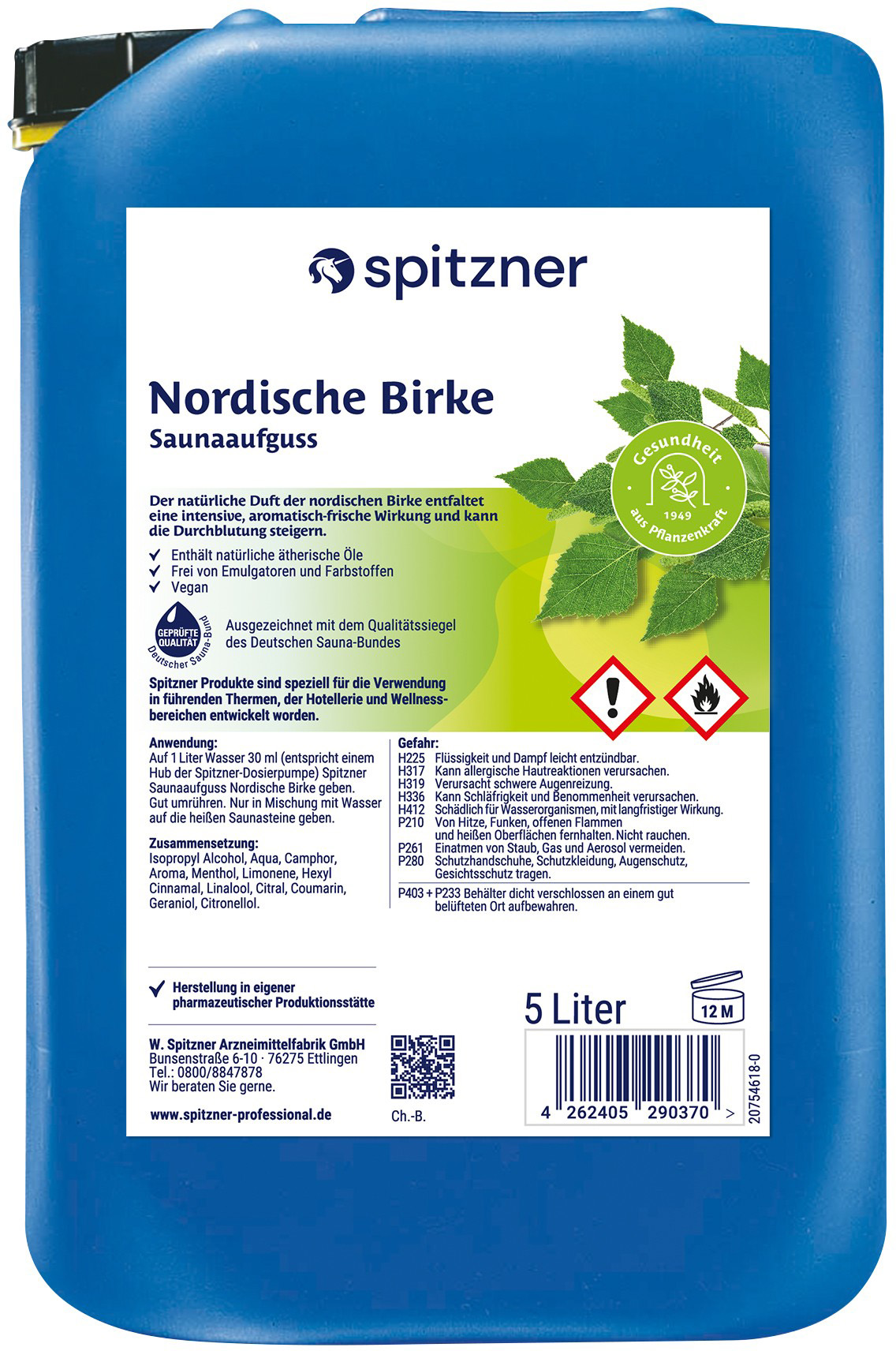 Spitzner Sauna infusion Nordic birch - 5 litre canister