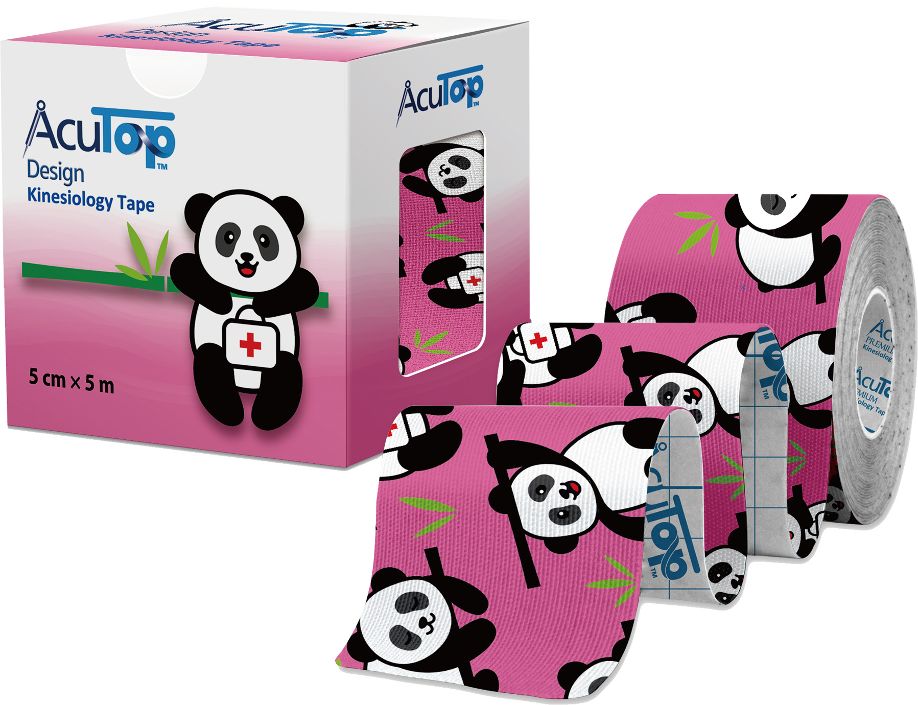 AcuTop Kinesio Design Tape 5 cm x 5 m - motif Panda Pink