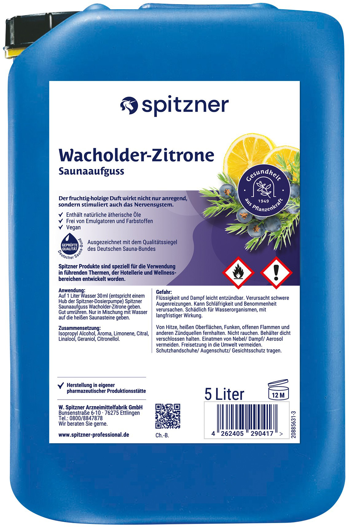 Spitzner Sauna infusion juniper-lemon - 5 litre canister
